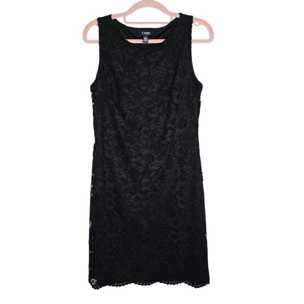 CHAPS by RALPH LAUREN Y2K Dress size 8 BLACK LACE Elegant Cocktail Feminine Chic
